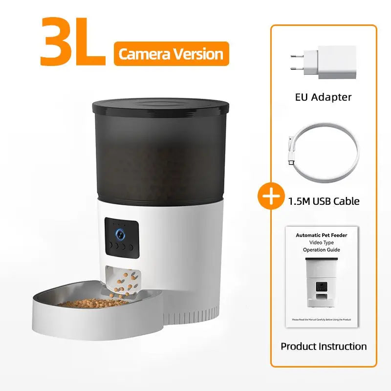 ROJECO Automatic Cat Feeder With Camera Video Cat Food Dispenser Pet Smart Voice Recorder Remote Control Auto Feeder For Cat Dog - Outsmart