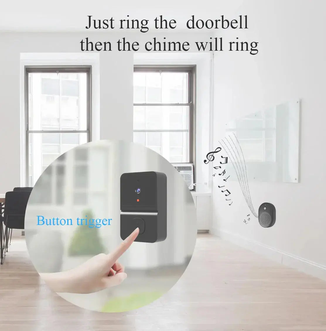 Wireless Doorbell WiFi Camera with Night Vision & Voice Intercom-3