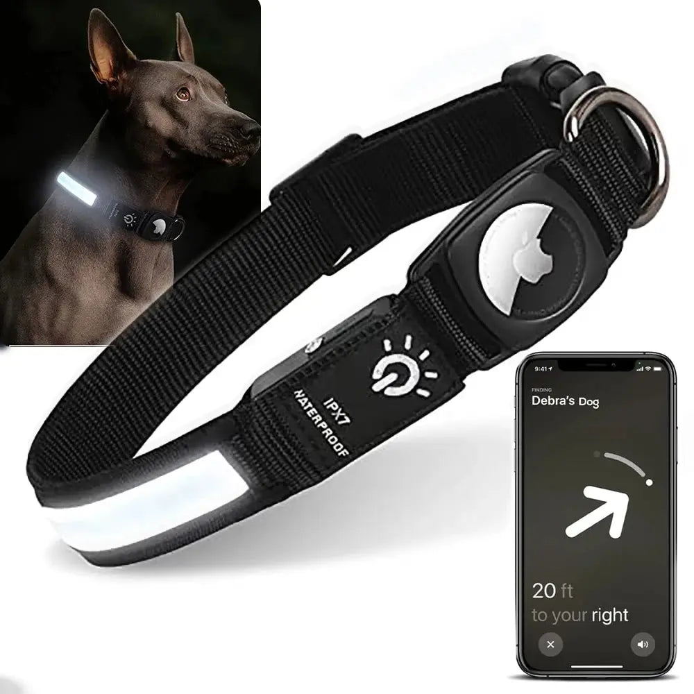 LED Dog Collar with AirTag Holder Outsmart