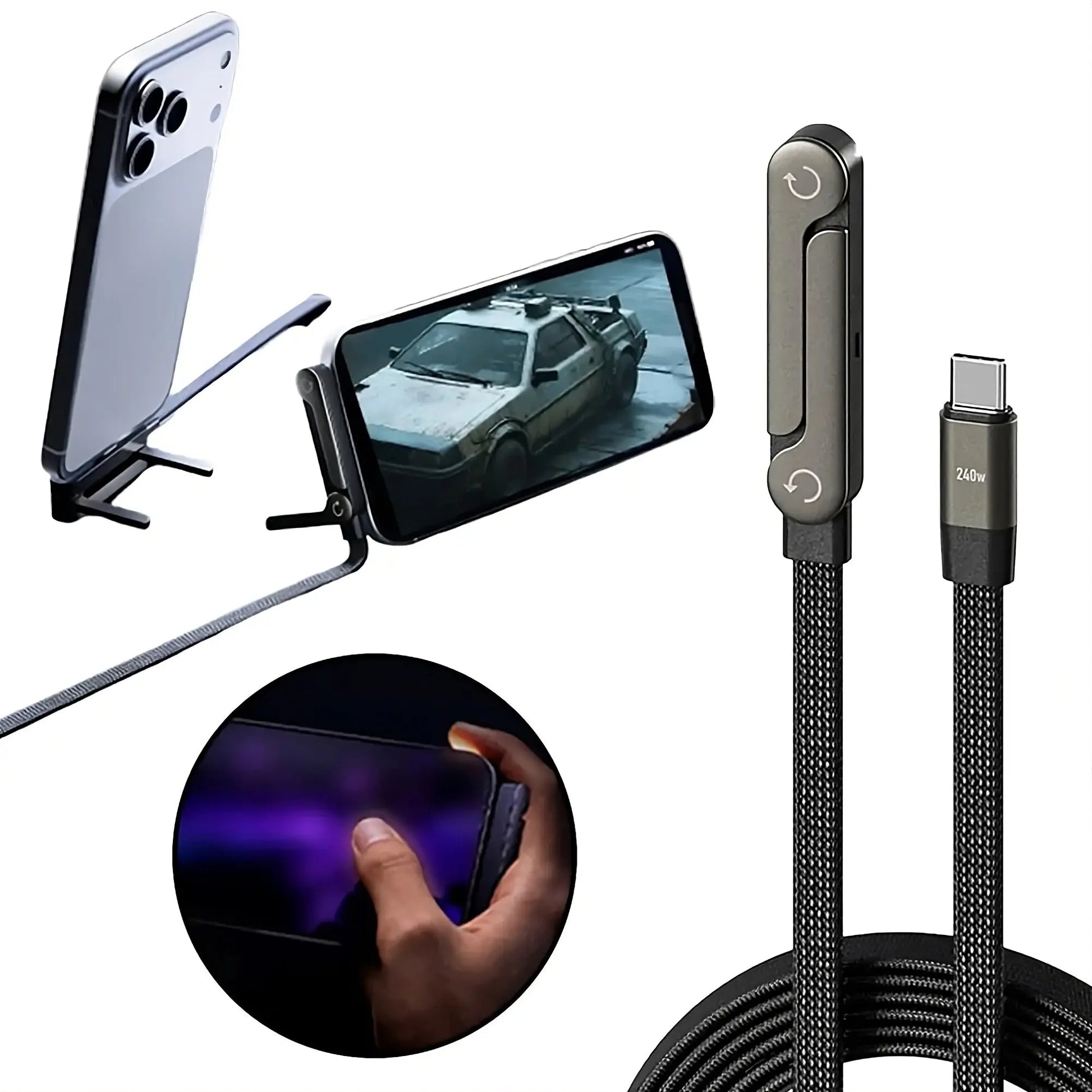 2-in-1 Invisible Holder Charger Cable with Stand (240W Fast Charging Stand) - Outsmart