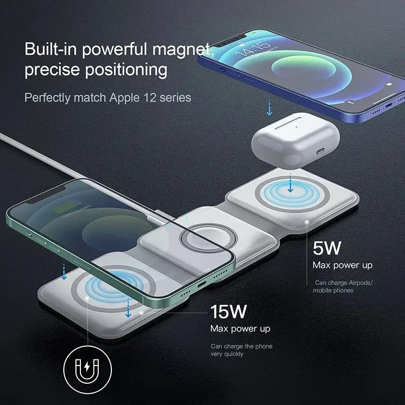 3-in-1 Magnetic Folding Wireless Charger | Outsmart Power-Link - Outsmart
