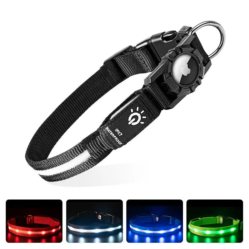 LED Dog Collar with AirTag Holder Outsmart