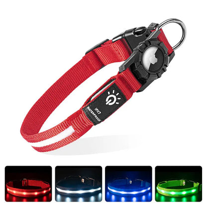 LED Dog Collar with AirTag Holder Outsmart