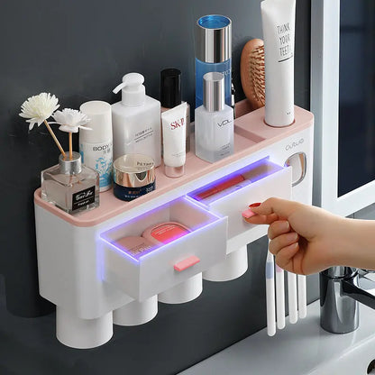 Bathroom Organizer Set Toothbrush 4 Cup Holder - Outsmart