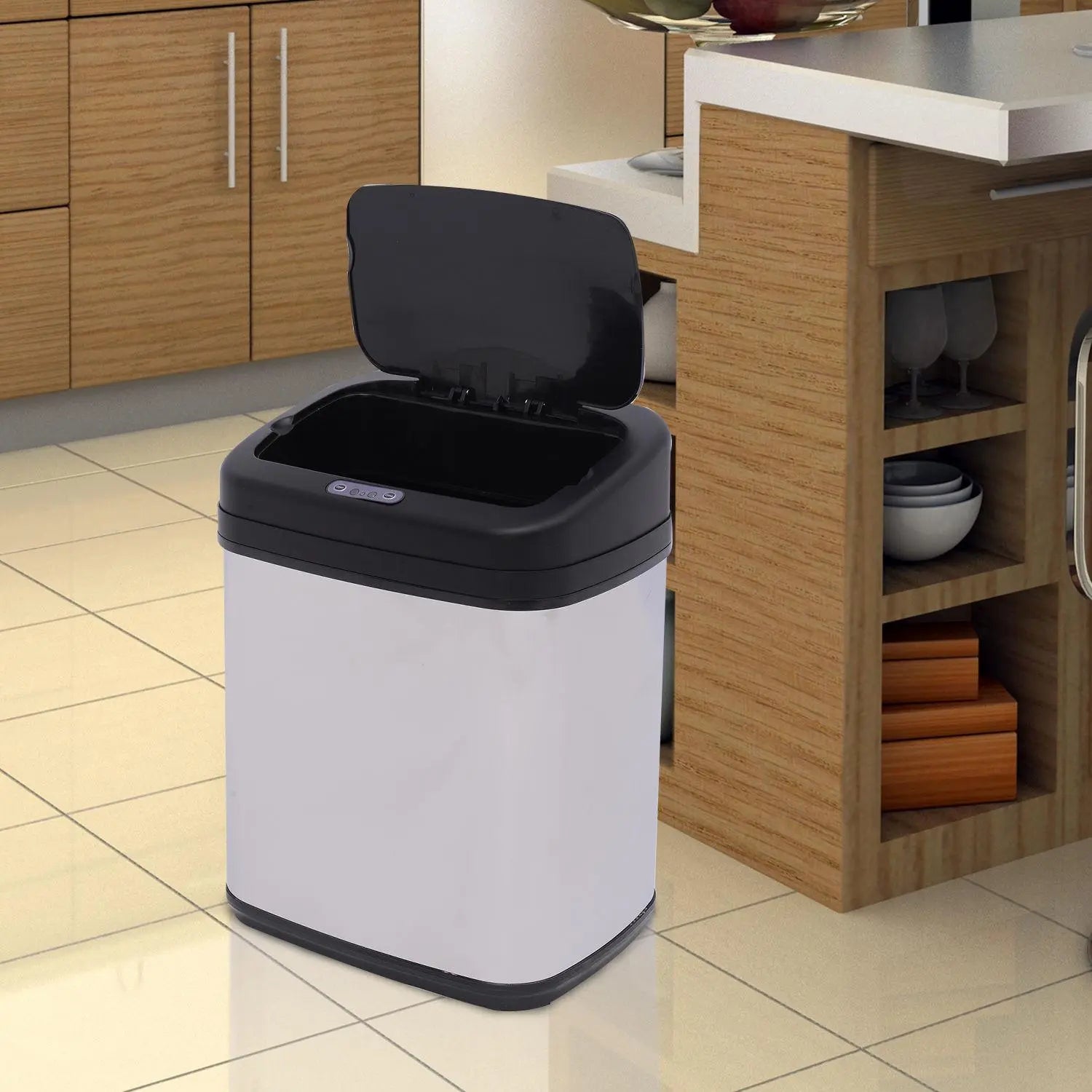 HOMCOM 20L LUXURY Automatic Sensor Dustbin Kitchen Waste Bin Rubbish Trashcan Auto Dustbin Stainless Steel with Bucket 33*25*42.5CM Outsmart