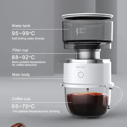 Mini Coffee Machine Hand-Pressed Coffee Maker Coffee Brewer Grinder Maroon Asteria