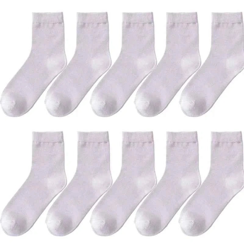 10 Pair Women's Bamboo Fiber Socks Harajuku Retro Solid Color Casual Ladies Set Black Socks Korean Style White Socks Wholesale