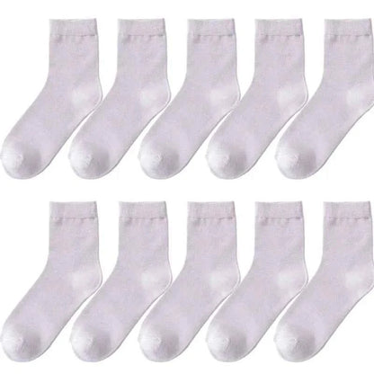 10 Pair Women's Bamboo Fiber Socks Harajuku Retro Solid Color Casual Ladies Set Black Socks Korean Style White Socks Wholesale
