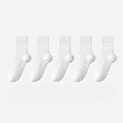 5 /10 Pairs Spring Women's Harajuku Solid  Thin Candy Color Colorful Bamboo Fiber Socks