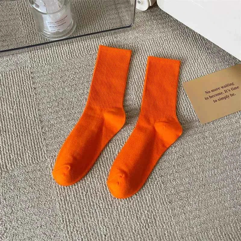 33 Colors Summer Cotton Soft Socks Happy Colorful Women's Mid-tube Stocking Fashion Trend Red Green Ankle Sox Autumn Hosiery