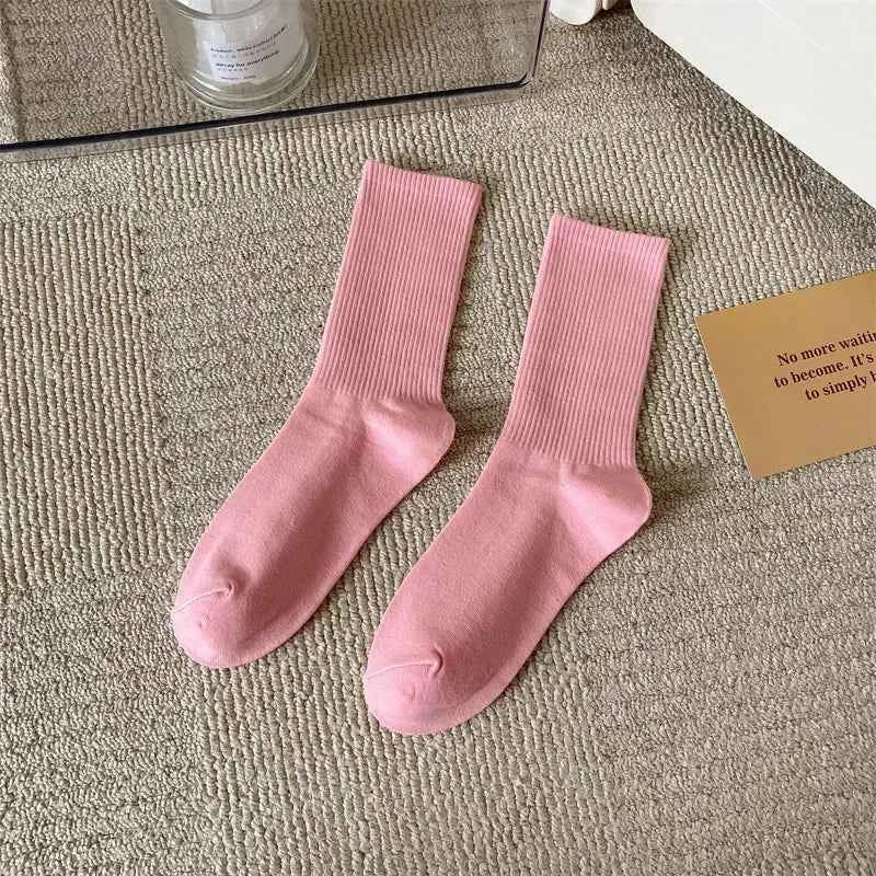 33 Colors Summer Cotton Soft Socks Happy Colorful Women's Mid-tube Stocking Fashion Trend Red Green Ankle Sox Autumn Hosiery