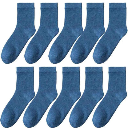 10 Pair Women's Bamboo Fiber Socks Harajuku Retro Solid Color Casual Ladies Set Black Socks Korean Style White Socks Wholesale
