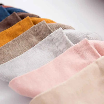 5 /10 Pairs Spring Women's Harajuku Solid  Thin Candy Color Colorful Bamboo Fiber Socks