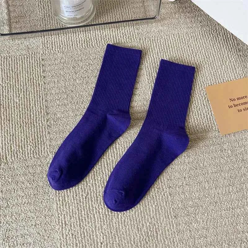 33 Colors Summer Cotton Soft Socks Happy Colorful Women's Mid-tube Stocking Fashion Trend Red Green Ankle Sox Autumn Hosiery