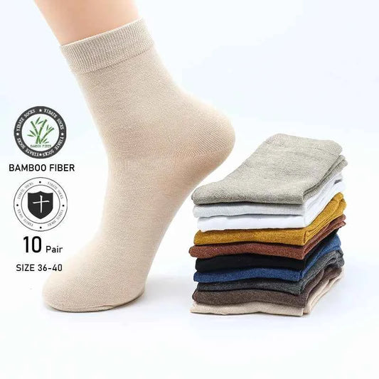 10 Pair Women's Bamboo Fiber Socks Harajuku Retro Solid Color Casual Ladies Set Black Socks Korean Style White Socks Wholesale