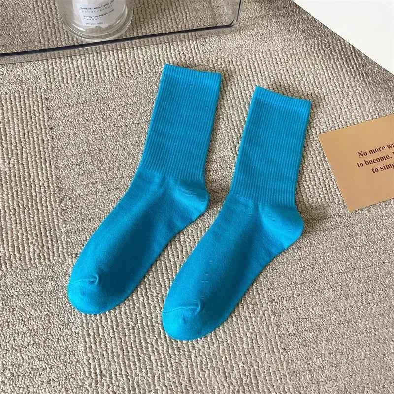33 Colors Summer Cotton Soft Socks Happy Colorful Women's Mid-tube Stocking Fashion Trend Red Green Ankle Sox Autumn Hosiery