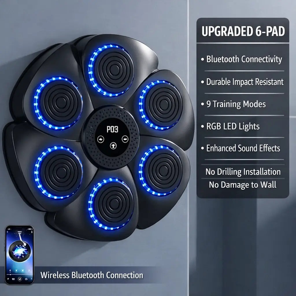 Smart Music Boxing Machine | Professional 6-Pad Wall Trainer for Stress Relief & Family Wellness - Outsmart