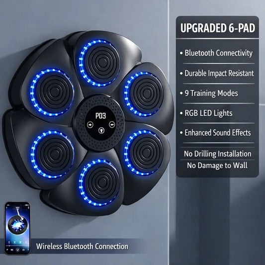 Smart Music Boxing Machine | Professional 6-Pad Wall Trainer for Stress Relief & Family Wellness - Outsmart