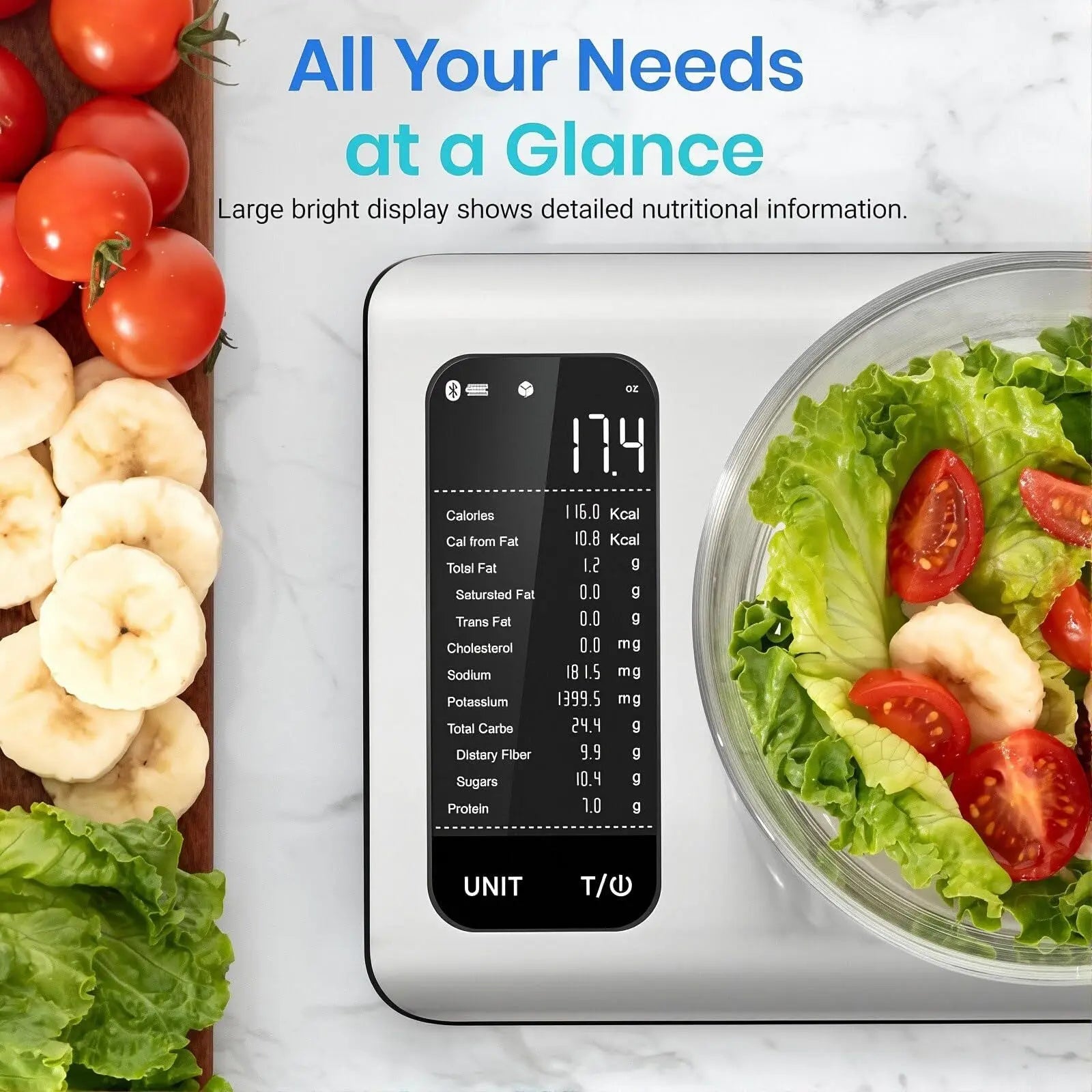 Smart Nutrition Scale for Healthy Living & Nutrition Mastery | 10kg Digital Food Scale with 19-Point Nutrient Analysis & App Hypersku