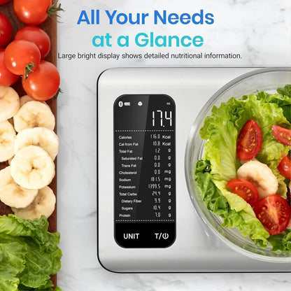 Smart Nutrition Scale for Healthy Living & Nutrition Mastery | 10kg Digital Food Scale with 19-Point Nutrient Analysis & App Hypersku