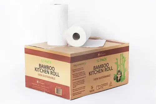 VINSANI Bamboo Kitchen Roll- 12 PACK ¦ Effortless Essentials: Household Edition Vinsani