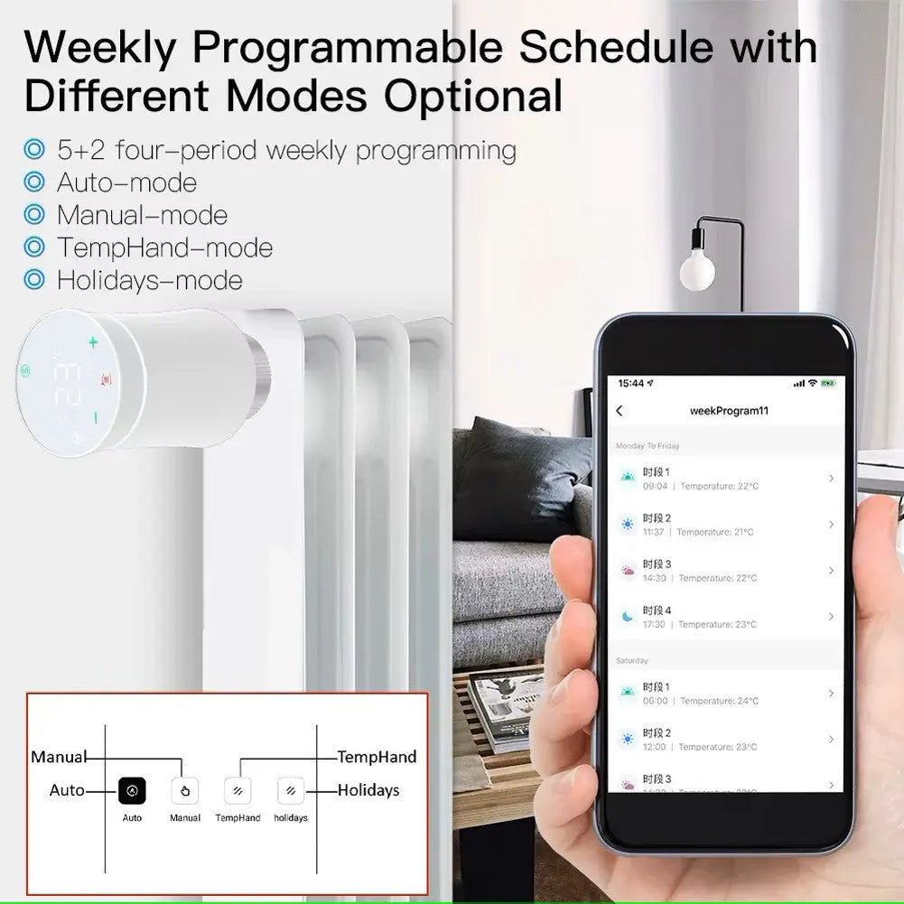 ZigBee art home thermostat heating valve app timing voice remote control intelligent temperature control switch Hypersku