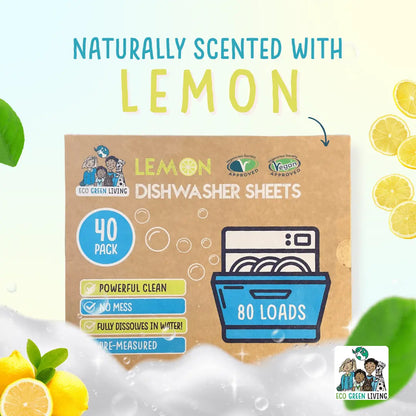Effortless Essentials: The Clean Kitchen Edition for Eco Dishwasher Sheets Subscription  Lemon Scent | 2 Pack | 80 sheets - Outsmart