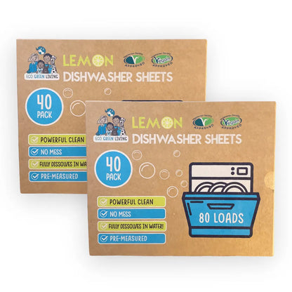 Effortless Essentials: The Clean Kitchen Edition for Eco Dishwasher Sheets Subscription  Lemon Scent | 2 Pack | 80 sheets - Outsmart